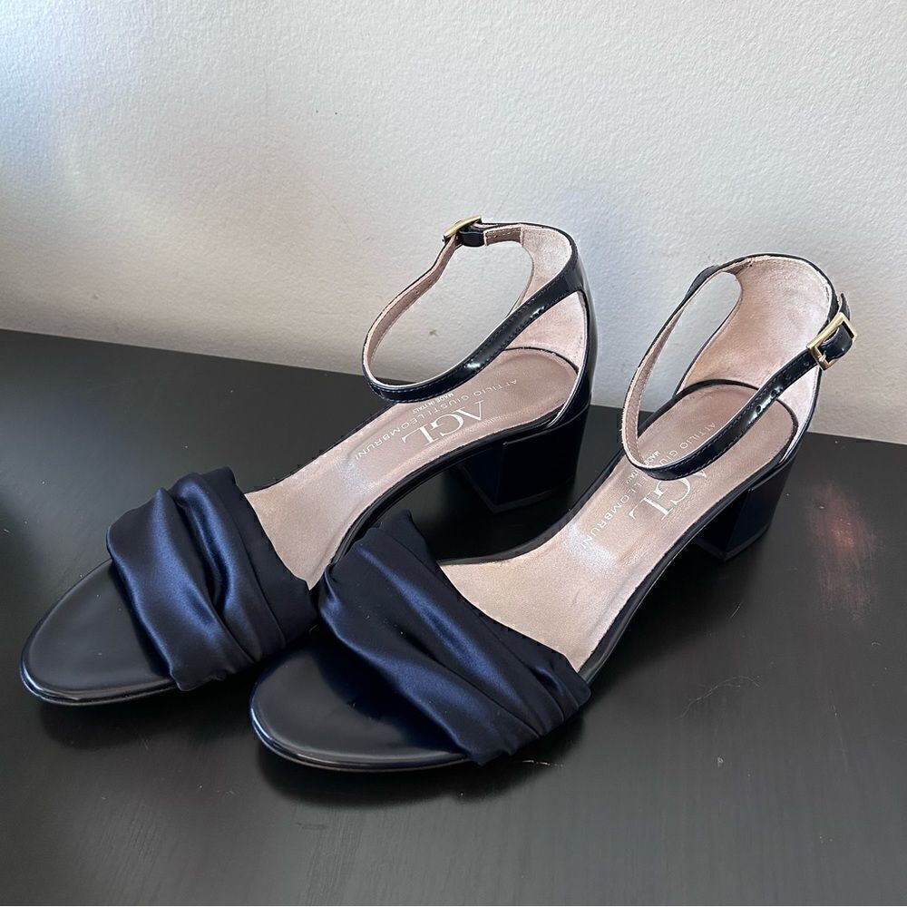 AGL Satin Top All leather sandals in navy blue - Picture 4 of 11